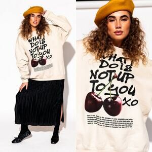 Dressed in LALA Cream Sweater with Cherry Print